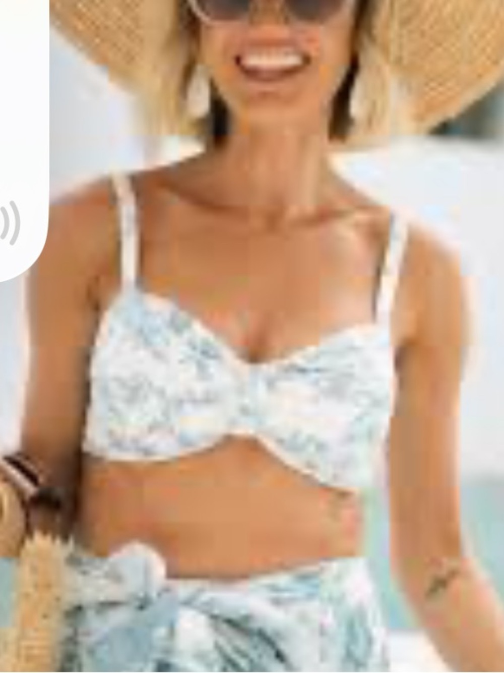 Hermoza Floral Blue and White Bikini Top NWT